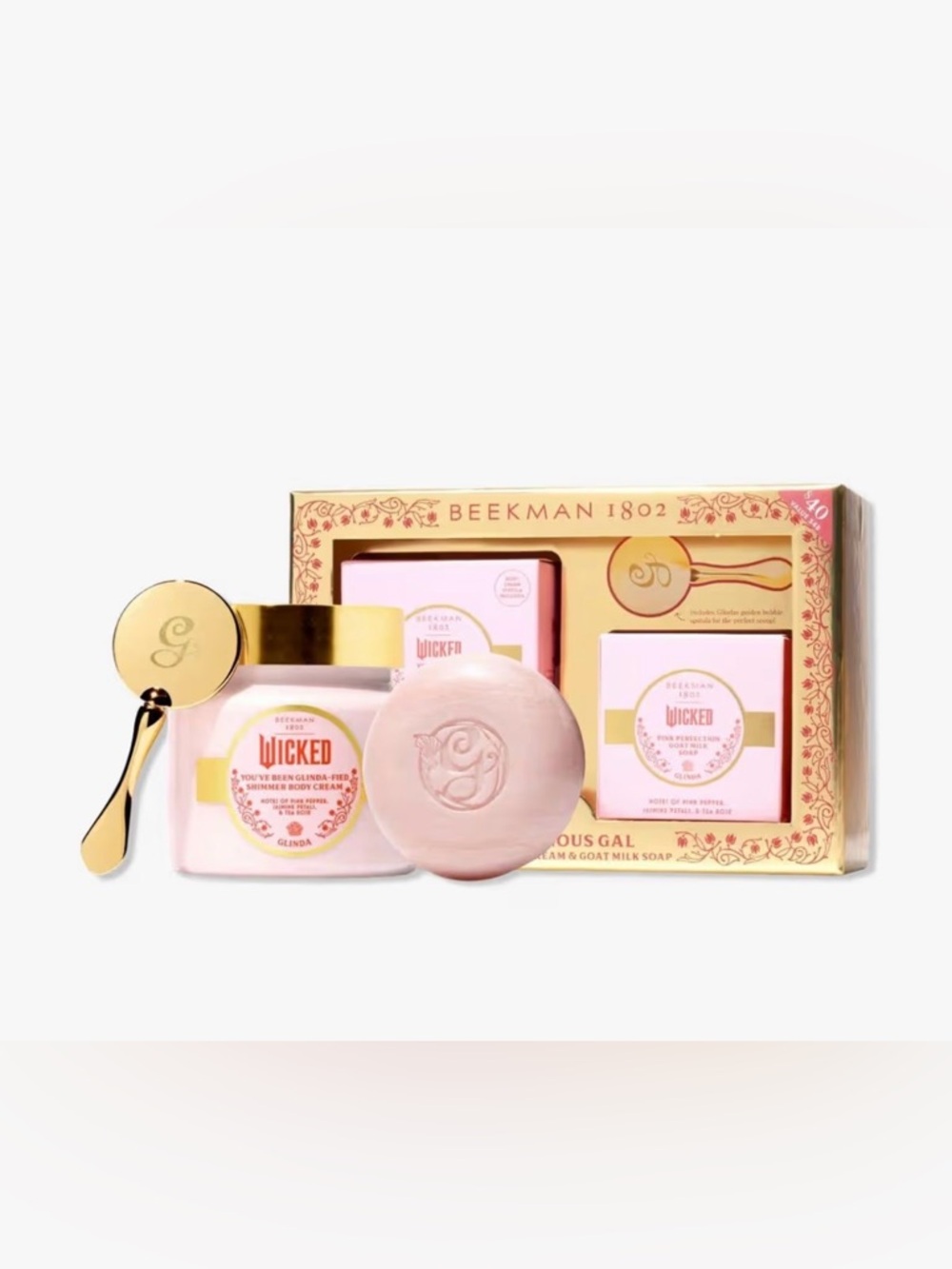 Beekman 1802 Wicked Glamorous Gal Shimmer Body Cream & Soap Set - Pink/Gold
